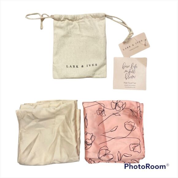 New With Tags Lark & Ives Minimalist Hair Scarf Bundle Pink and Ivory - Picture 3 of 12